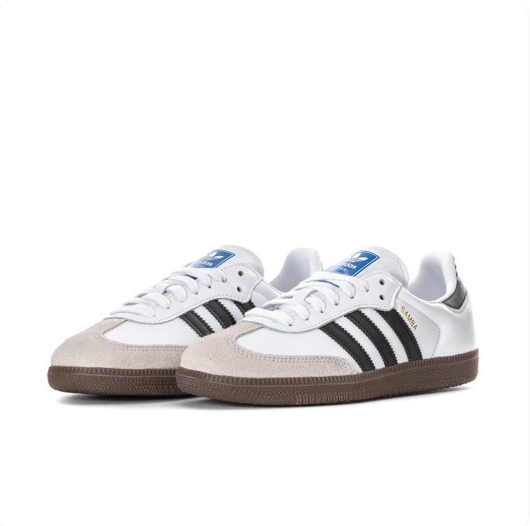 adidas Samba White & Black Low-Top Sneakers with Gum Sole