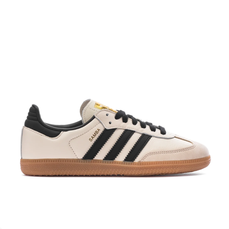 adidas Samba Cream & Black Low-Top Sneakers with Gum Sole