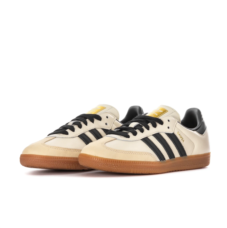 adidas Samba Cream & Black Low-Top Sneakers with Gum Sole