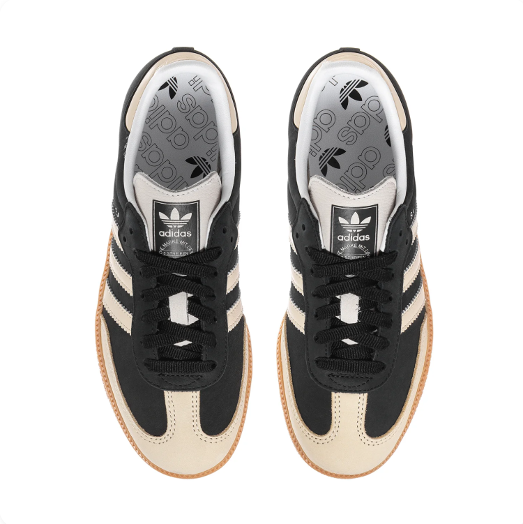 adidas Samba Cream & Black Low-Top Sneakers with Gum Sole