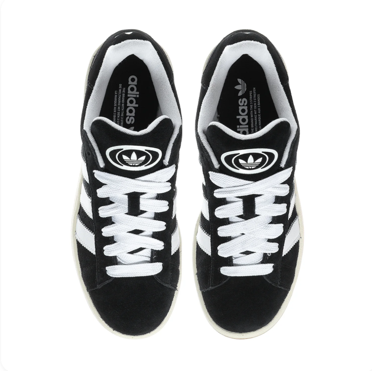 adidas Campus Black & White Low-Top Sneakers with Gum Sole