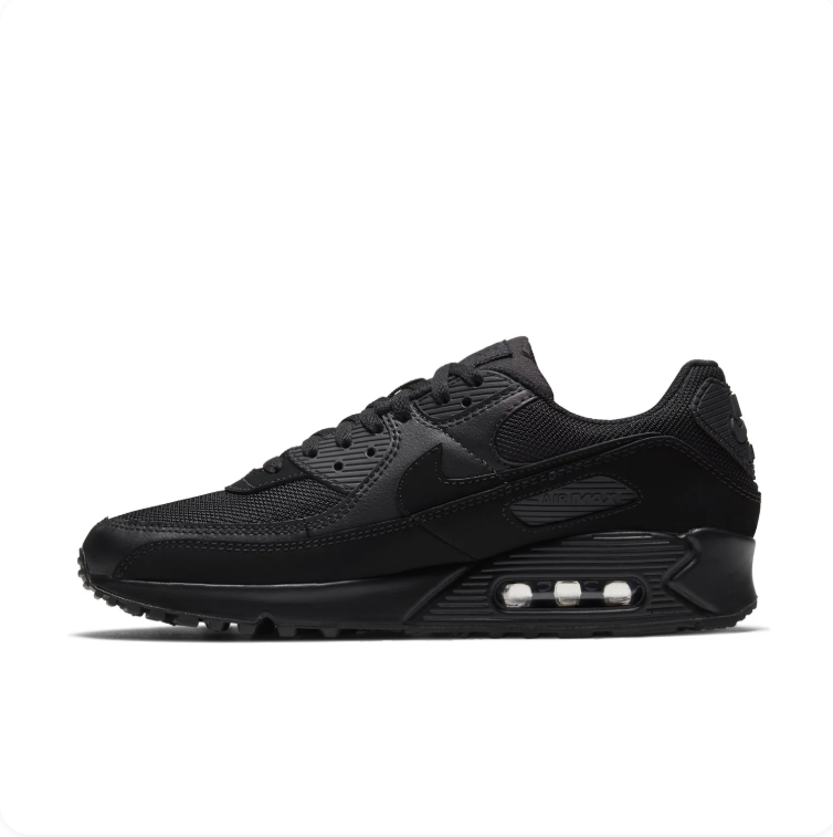 Nike Air All-Black Low-Top Sneakers with Visible Heel Air Unit