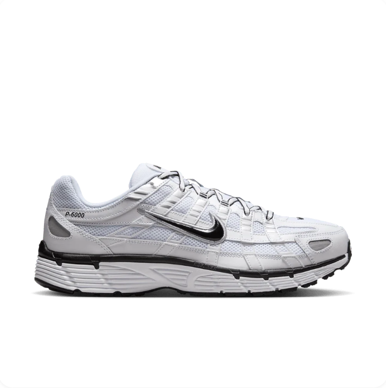 Nike P-6000 White & Light Grey Sneakers with Black Swoosh