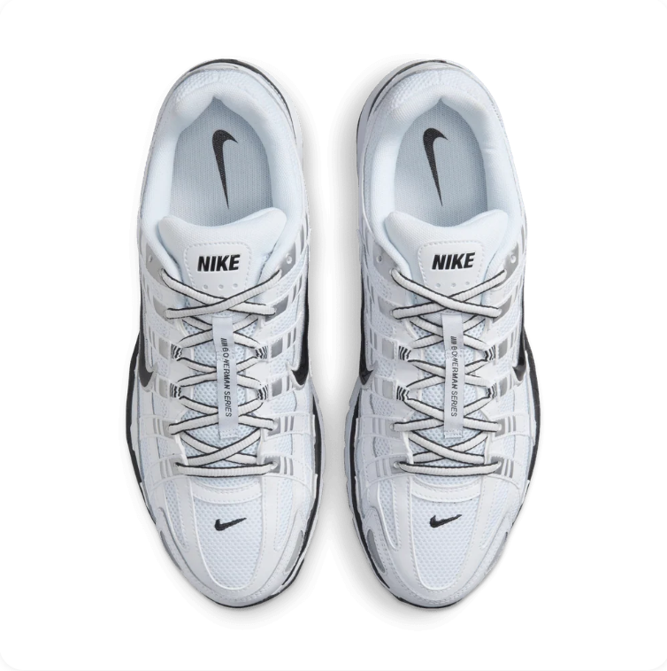 Nike P-6000 White & Light Grey Sneakers with Black Swoosh
