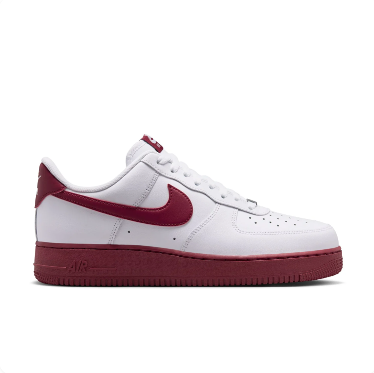 Nike Air Force 1 White & Burgundy Low-Top Sneakers