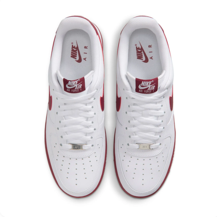 Nike Air Force 1 White & Burgundy Low-Top Sneakers