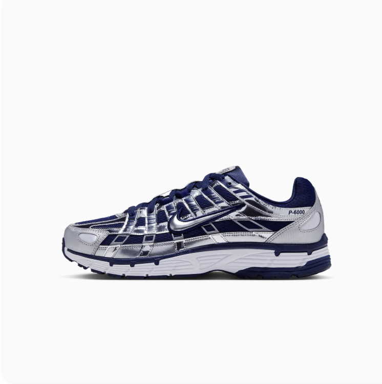 Nike P-6000 Navy & Metallic Silver Sneakers