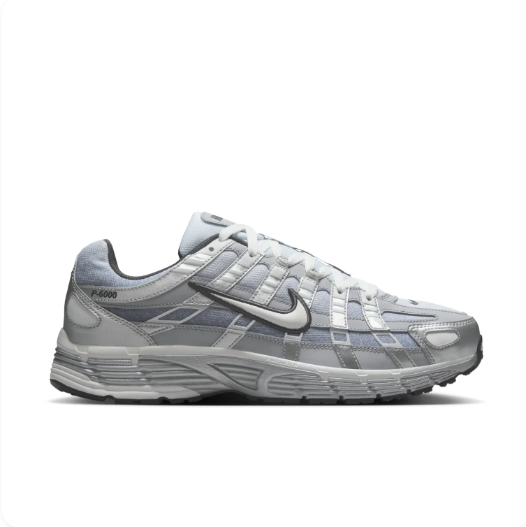 Nike P-6000 Light Grey & Metallic Silver Sneakers