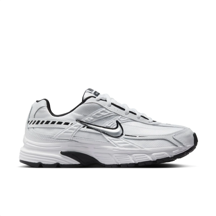 Nike Initiator White & Metallic Silver Sneakers with Black Accents