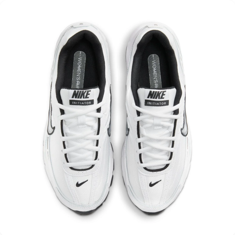 Nike Initiator White & Metallic Silver Sneakers with Black Accents