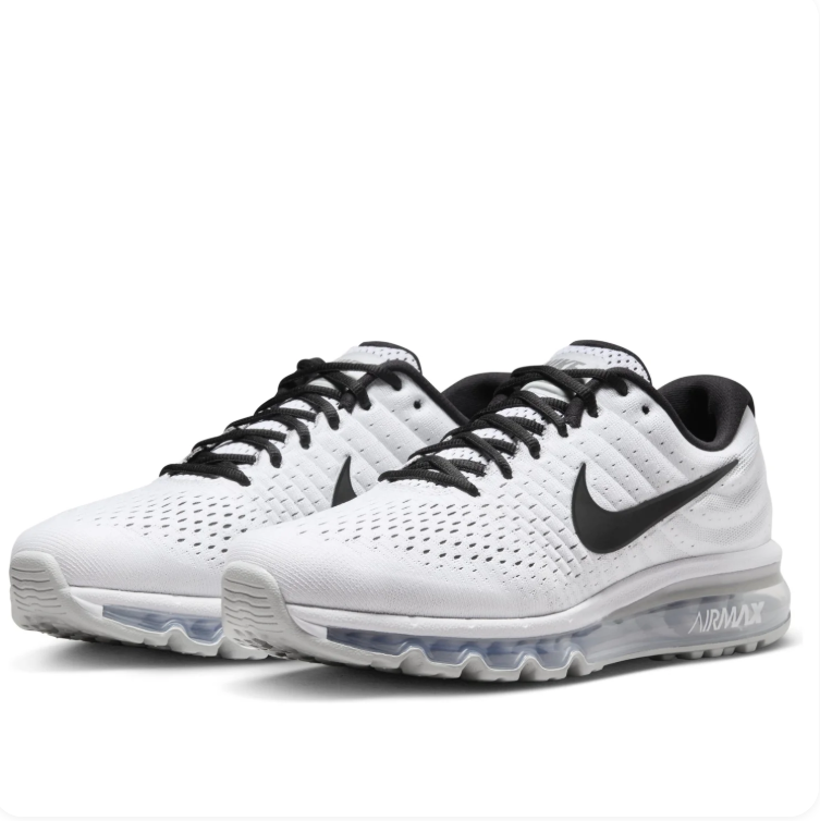 Nike Air Max White & Black Mesh Sneakers with Full-Length Visible Air