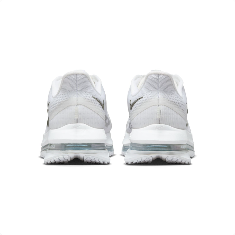 Nike White Mesh Sneakers with Metallic Swoosh & Visible Air Zoom