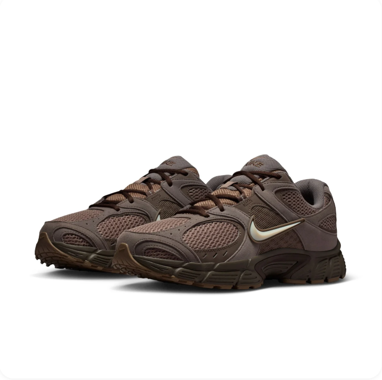 Nike Brown & Taupe Mesh Sneakers with Cream Swoosh