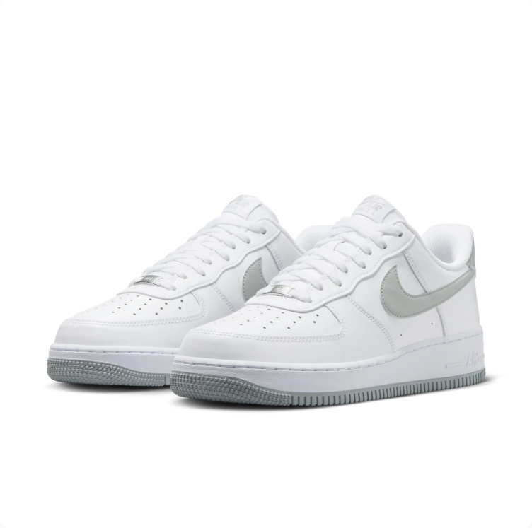 Nike Air Force 1 White & Light Grey Low-Top Sneakers