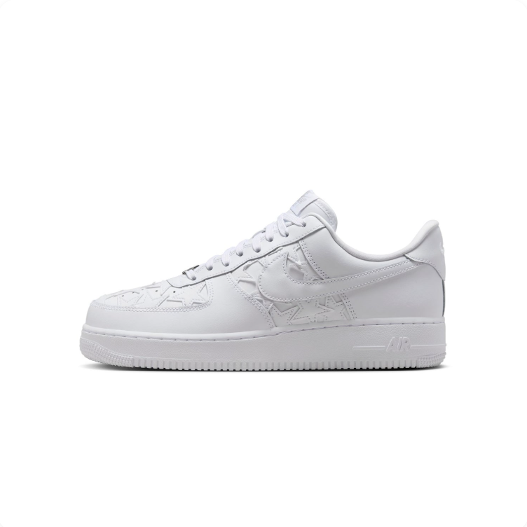 Nike Air Force 1 All-White Low-Top Sneakers with Star Details