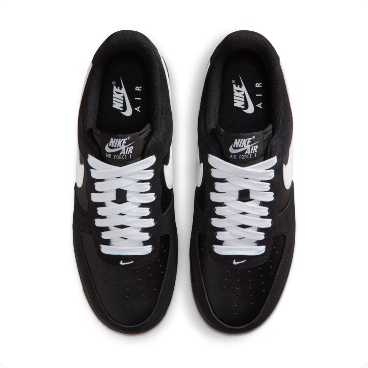 Nike Air Force 1 Black & White Low-Top Sneakers with Gum Outsole