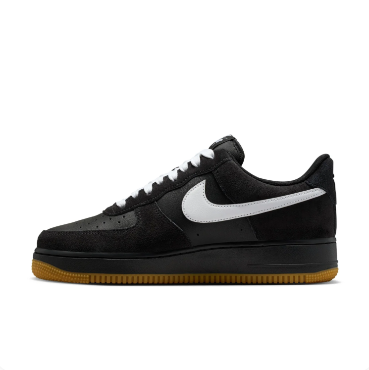 Nike Air Force 1 Black & White Low-Top Sneakers with Gum Outsole