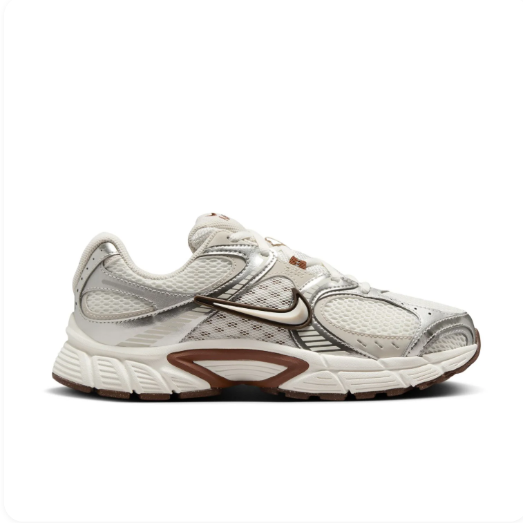 Nike Cream & Metallic Silver Sneakers with Brown Accents
