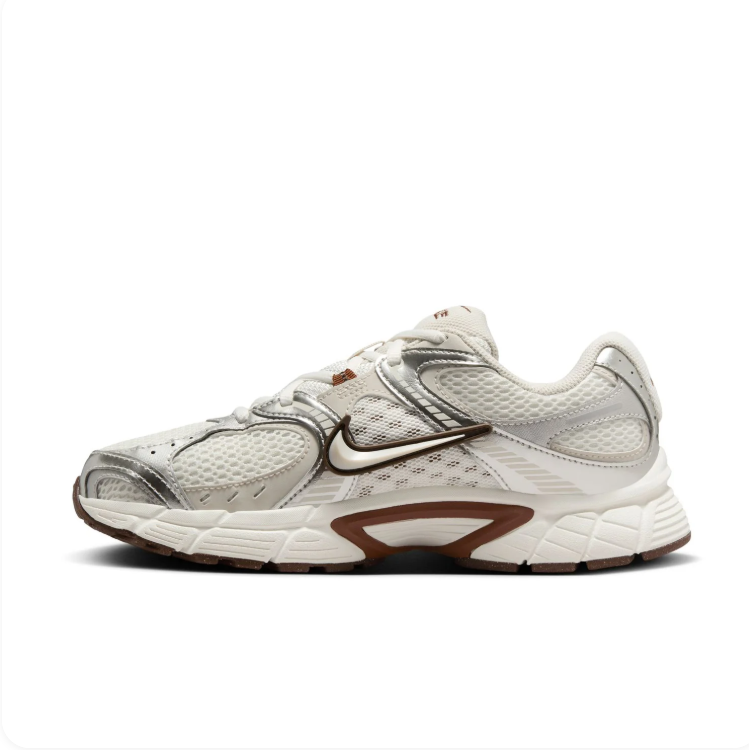 Nike Cream & Metallic Silver Sneakers with Brown Accents