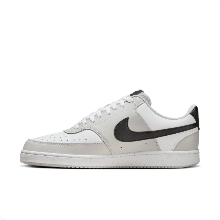 Nike Court Vision White & Light Grey Sneakers with Black Swoosh