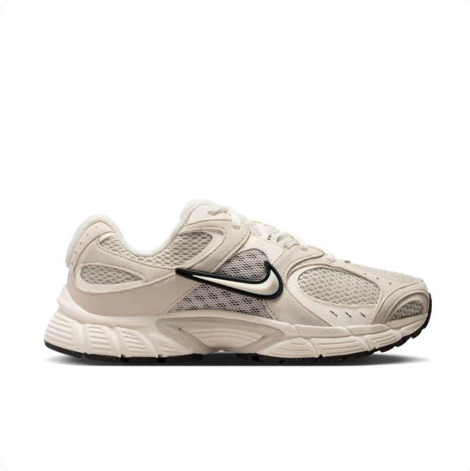 Nike Cream & Beige Mesh Sneakers with Black-Outlined Swoosh