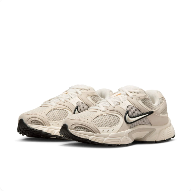 Nike Cream & Beige Mesh Sneakers with Black-Outlined Swoosh