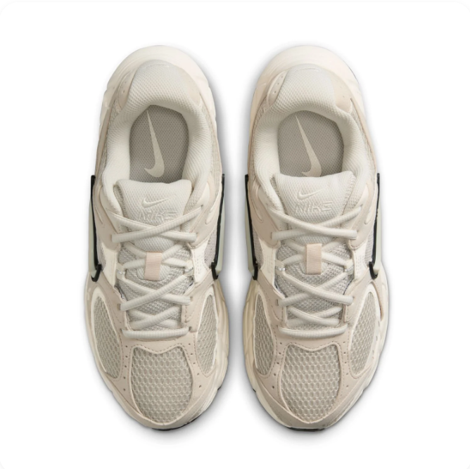 Nike Cream & Beige Mesh Sneakers with Black-Outlined Swoosh