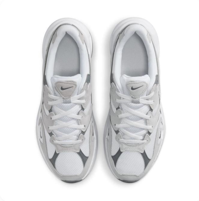 Nike White & Grey Chunky Sneakers with Silver Swoosh