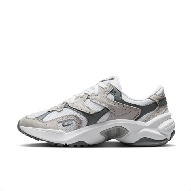 Nike White & Grey Chunky Sneakers with Silver Swoosh