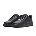 Nike Air Force 1 Triple Black Low-Top Sneakers with Silver Lace Tags