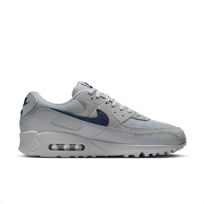 Nike Light Grey & Navy Low-Top Sneakers with Visible Air Window