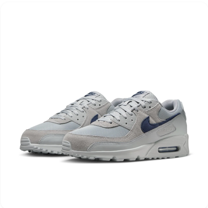 Nike Light Grey & Navy Low-Top Sneakers with Visible Air Window