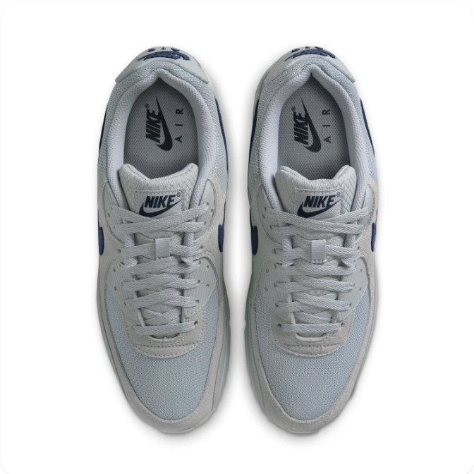 Nike Light Grey & Navy Low-Top Sneakers with Visible Air Window