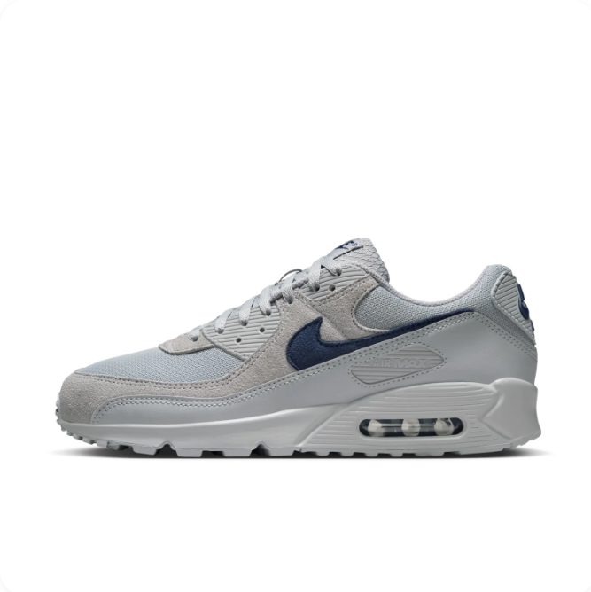 Nike Light Grey & Navy Low-Top Sneakers with Visible Air Window