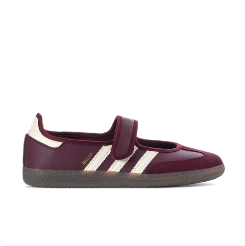 adidas Burgundy Mary Jane Shoes with Cream Three Stripes