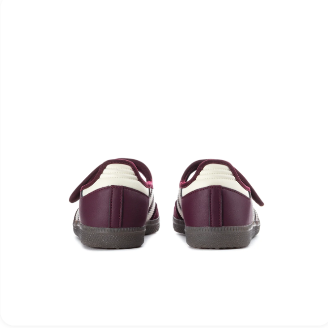 adidas Burgundy Mary Jane Shoes with Cream Three Stripes