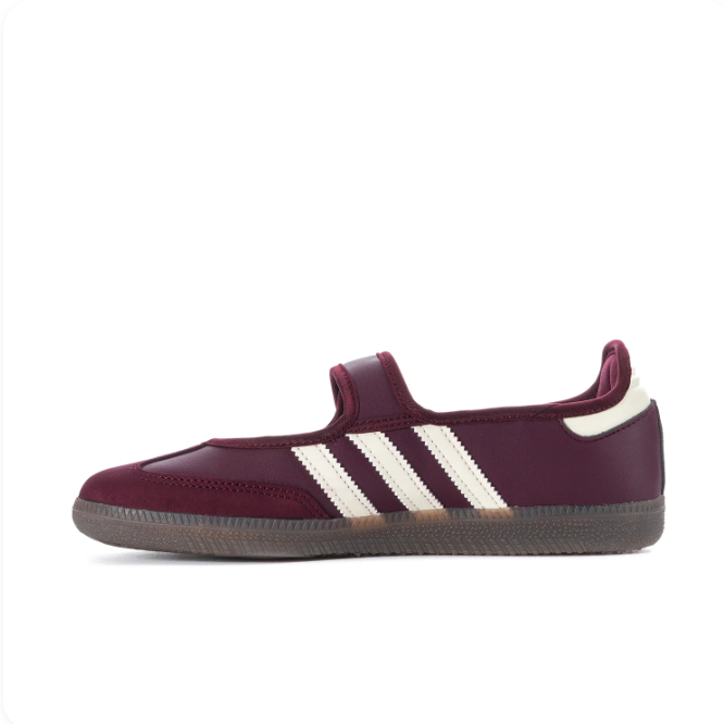 adidas Burgundy Mary Jane Shoes with Cream Three Stripes