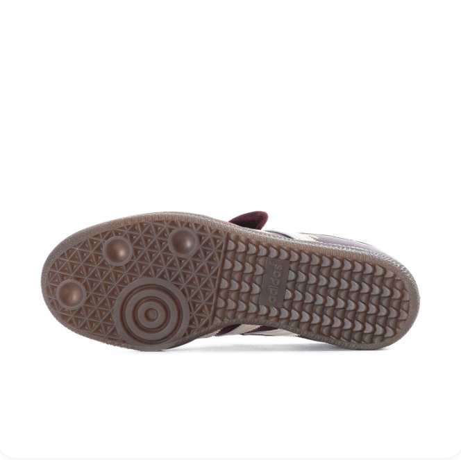 adidas Burgundy Mary Jane Shoes with Cream Three Stripes