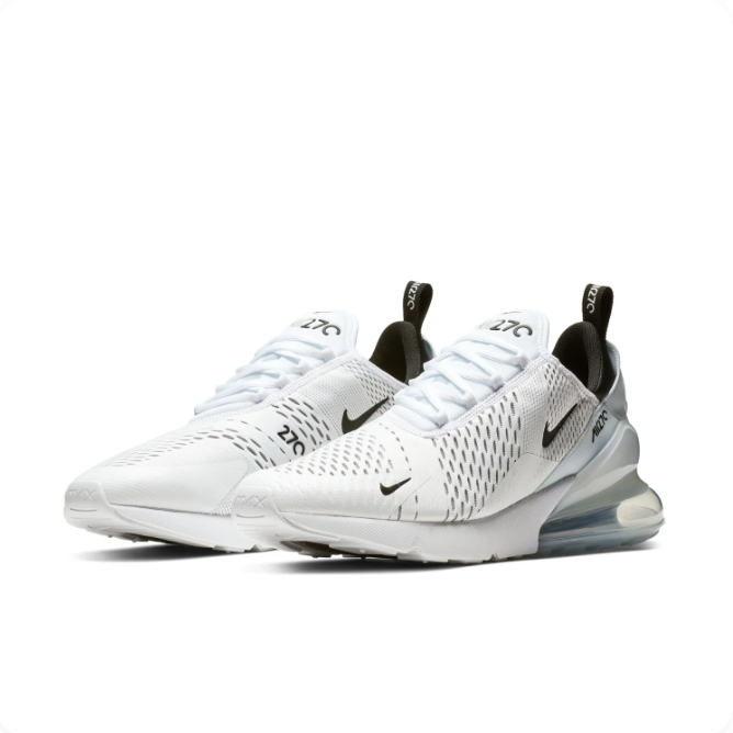 Nike Air Max 270 White & Black Sneakers with Icy Blue Heel