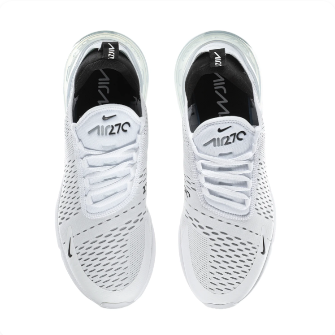 Nike Air Max 270 White & Black Sneakers with Icy Blue Heel