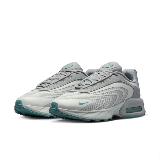 Nike Grey & Teal Low-Top Sneakers with Wavy Panels and Visible Air