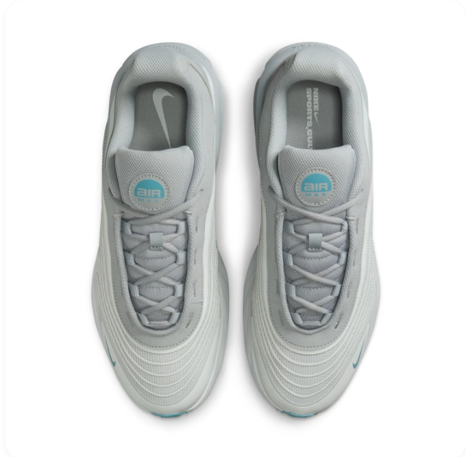 Nike Grey & Teal Low-Top Sneakers with Wavy Panels and Visible Air