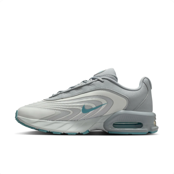 Nike Grey & Teal Low-Top Sneakers with Wavy Panels and Visible Air