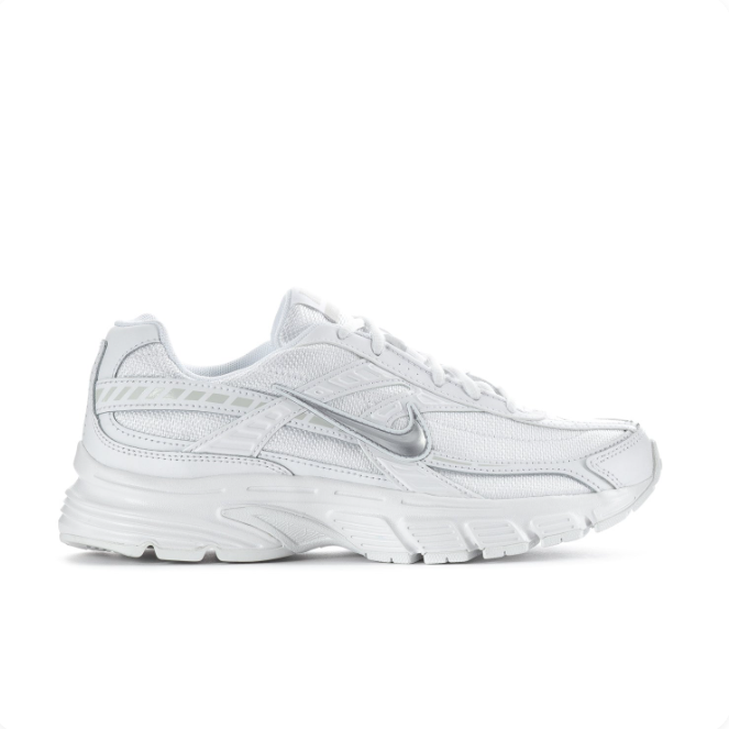 Nike White & Silver Low-Top Sneakers with Chunky Sculpted Sole