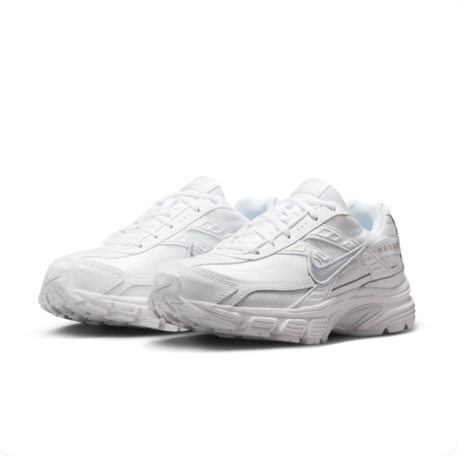 Nike White & Silver Low-Top Sneakers with Chunky Sculpted Sole