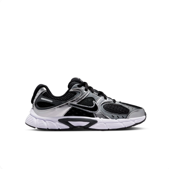 Nike Metallic Silver & Black Low-Top Sneakers with White Sculpted Sole