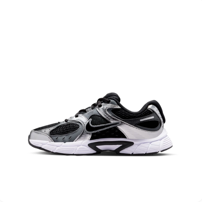 Nike Metallic Silver & Black Low-Top Sneakers with White Sculpted Sole