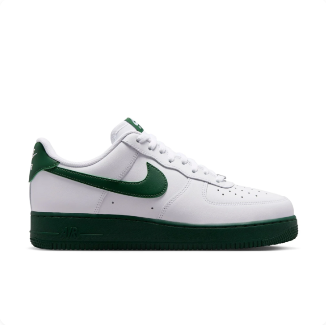 Nike Air Force 1 White & Dark Green Low-Top Sneakers