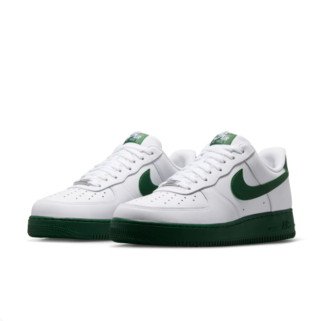 Nike Air Force 1 White & Dark Green Low-Top Sneakers