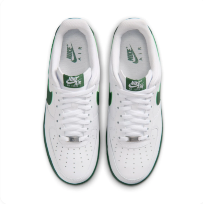 Nike Air Force 1 White & Dark Green Low-Top Sneakers